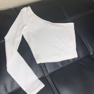 White one sleeve crop top in size XS.